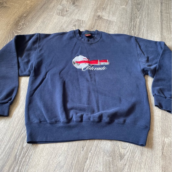 Cross Creek Small El Dorado Vintage Navy Blue Long Sleeve Men’s Crewneck - Picture 2 of 7